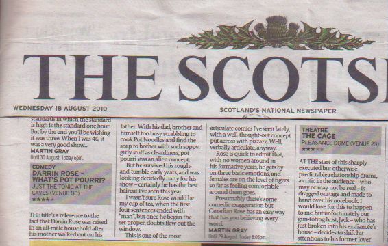 Darrin Rose Four Star Edinburgh review in the Scotsman